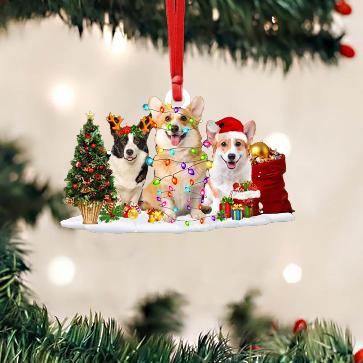 Corgi Christmas Ornament Cute Corgi Xmas Ornament Decorations Xmas Tree Themed Presents