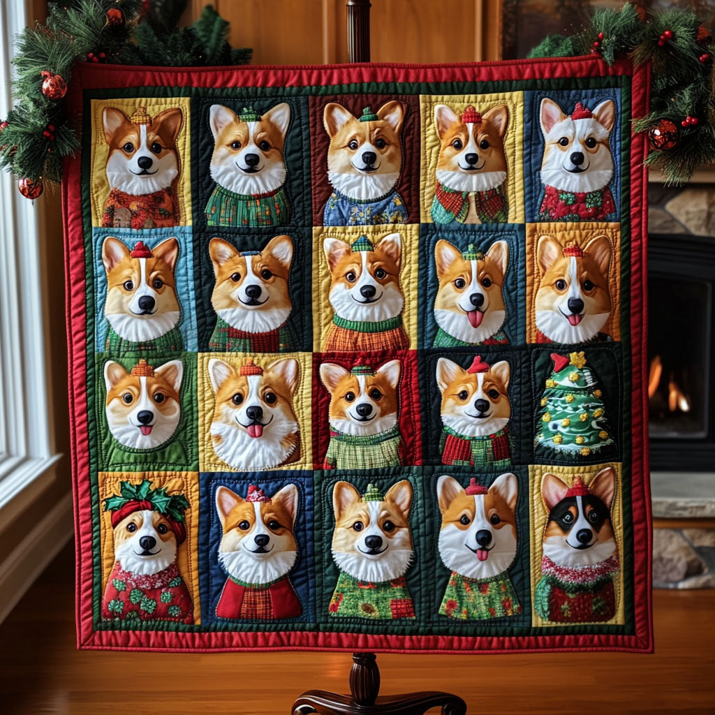 Corgi Christmas Parade Quilted Blanket Great Dog Christmas Gifts