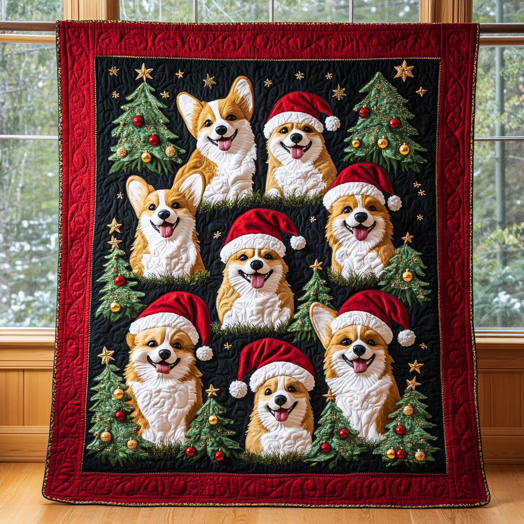 Corgi Christmas Quilt Luxury Quilt Blanket for Elegant Home Decor