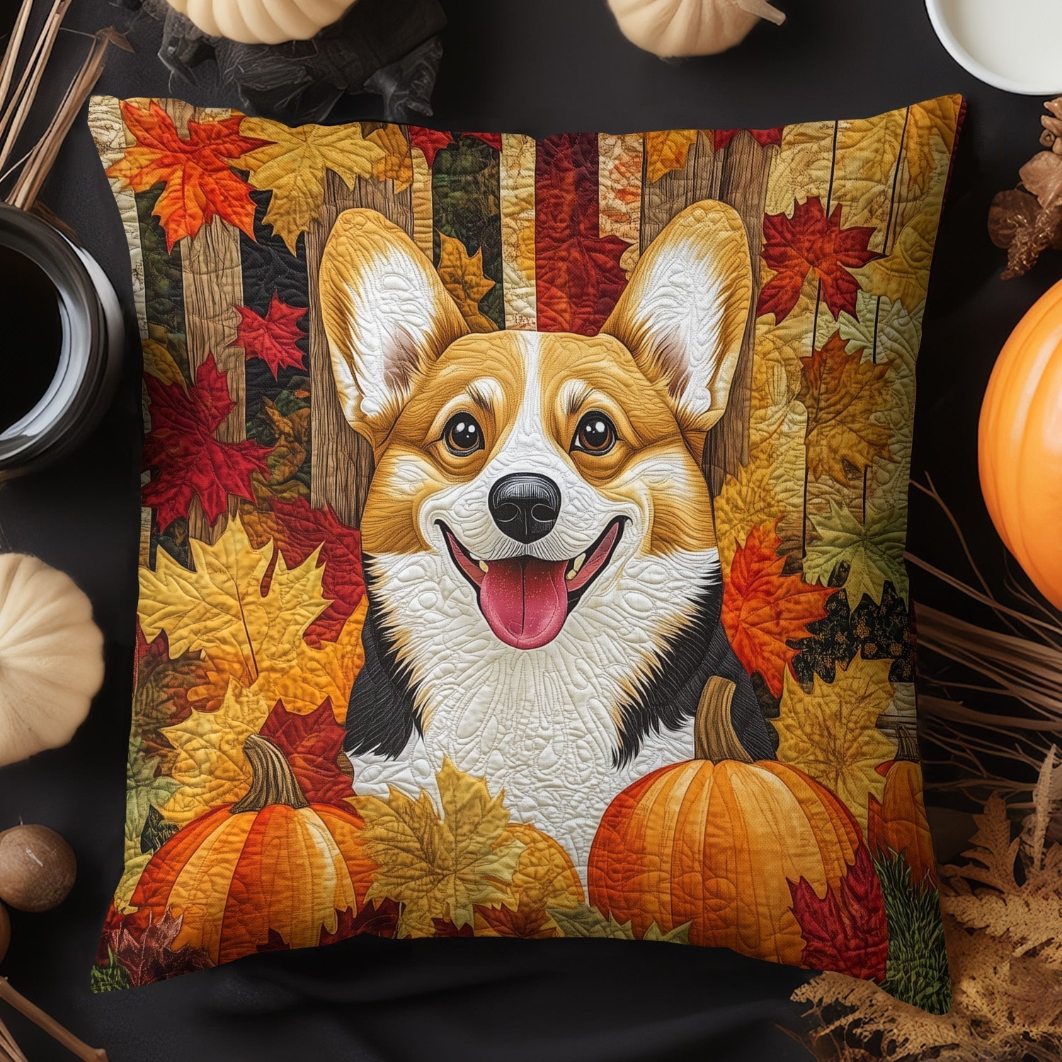 Corgi Companion Delight Quilted Pillow Case Merry Christmas Cushion Cover