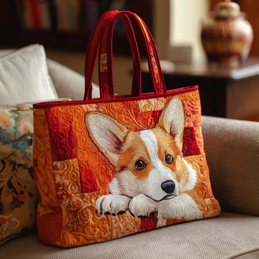 Corgi Country Ride Quilted Tote Bag Fall Autumn Gifts For Him