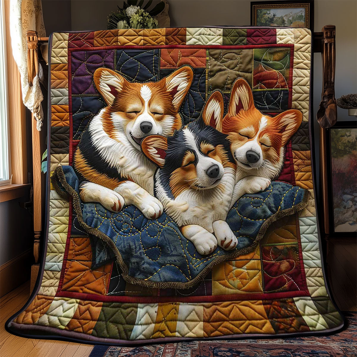 Corgi Cozy Hideaway Quilt Blanket Christmas Throw Blanket Jesus Gifts For Christmas