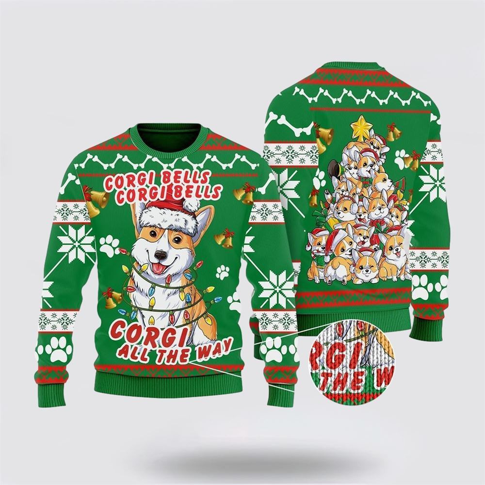 Corgi Dog Bells Christmas Ugly Christmas Sweater Christmas Gift For Dog Love Christmas Gift Idea