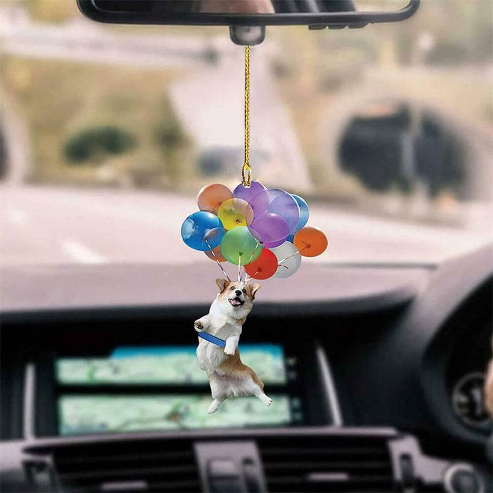 Corgi Dog Fly With Bubbles Car Hanging Ornament Dog Ornament Lasfour
