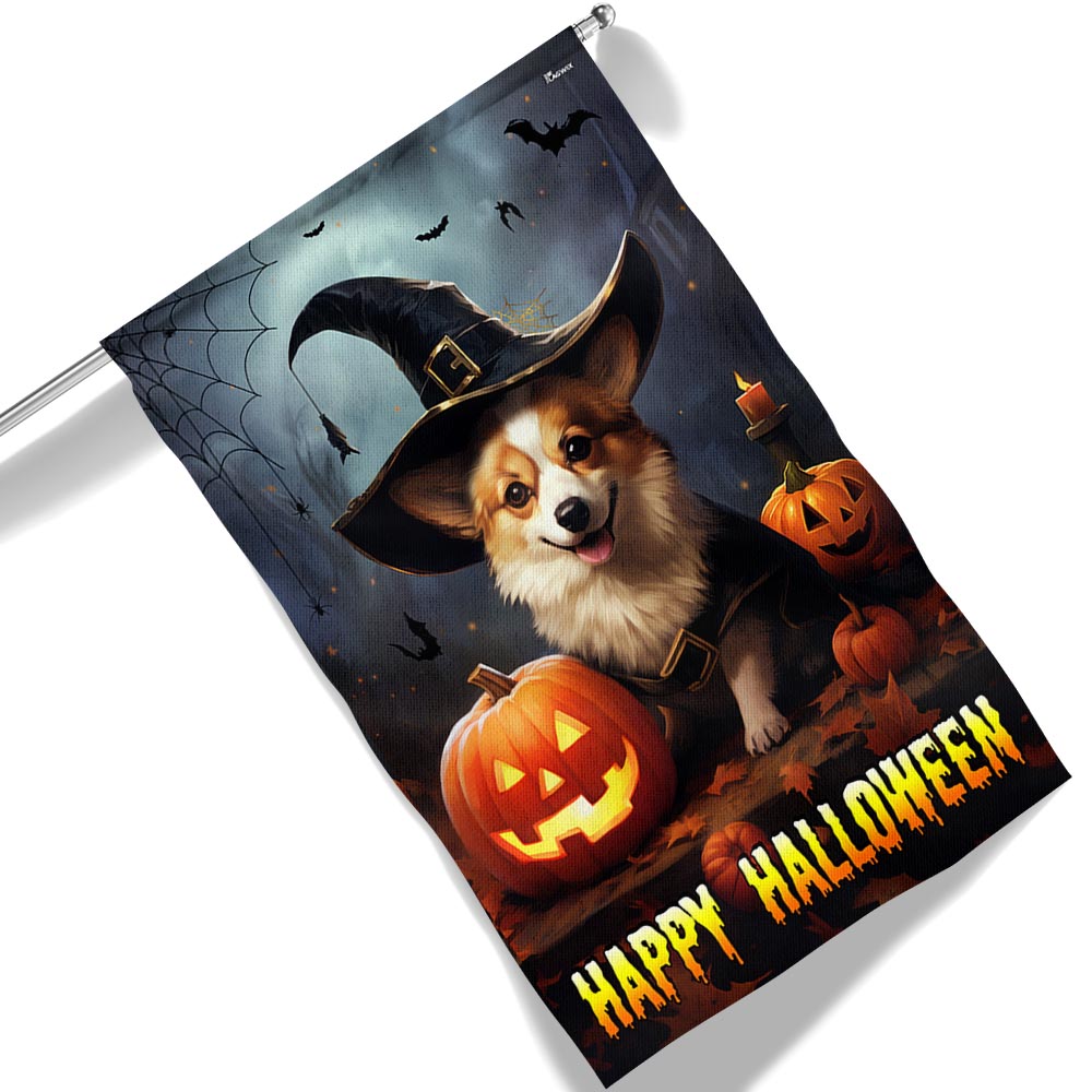 Corgi Dog Halloween Flag