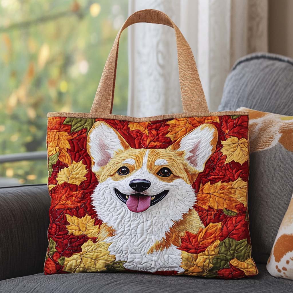 Corgi Dream Land Quilted Tote Bag Fall Autumn Season Gifts