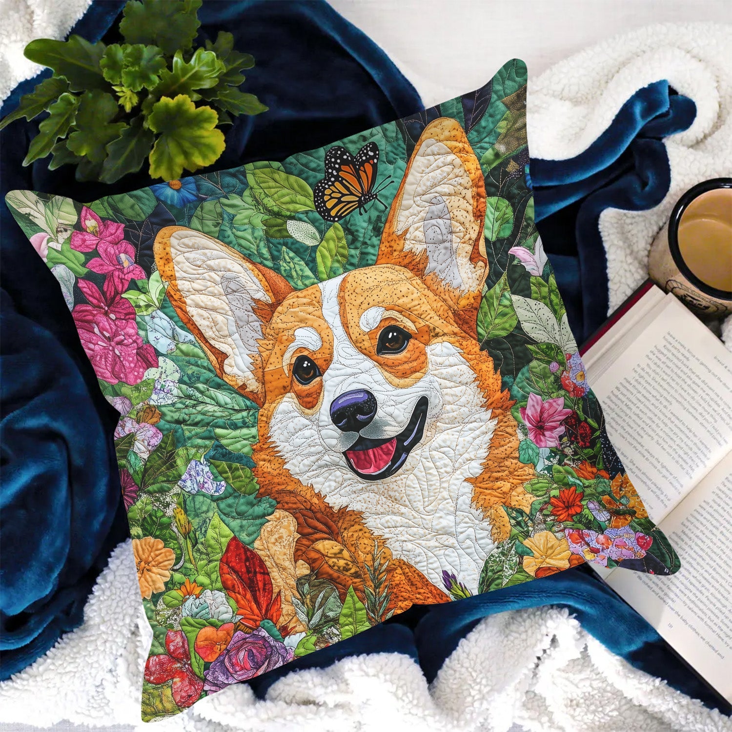 Corgi Dreams Quilted Pillow Case Pillow Cover Gift for Family