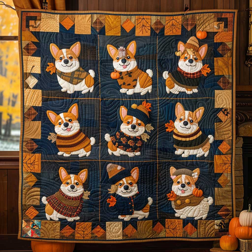 Corgi Fall Fluff Holiday Christmas Quilt Blanket Womens Christmas Gift Ideas