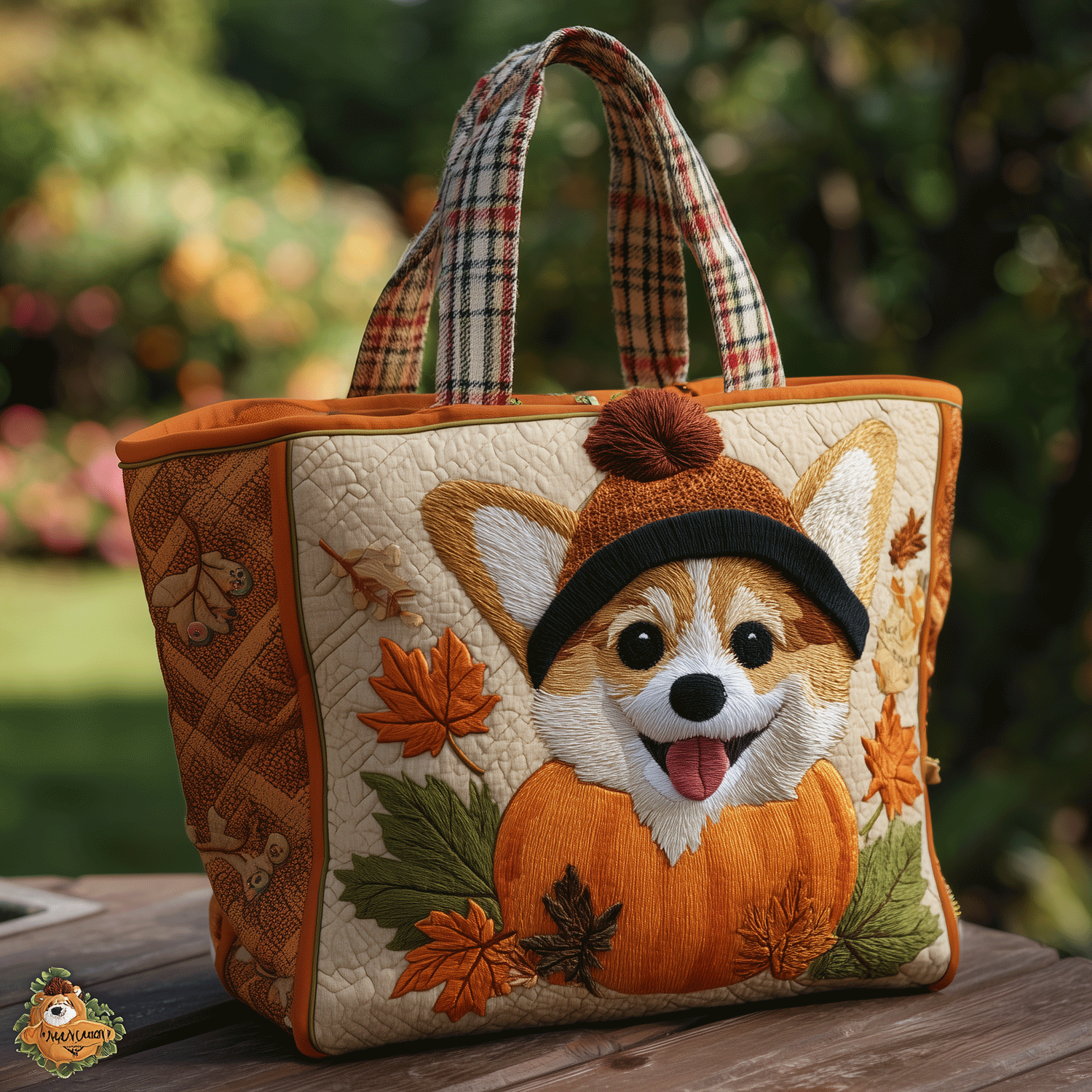 Corgi Fall Vibes Quilted Tote Bag Great Gifts For Dog Lovers