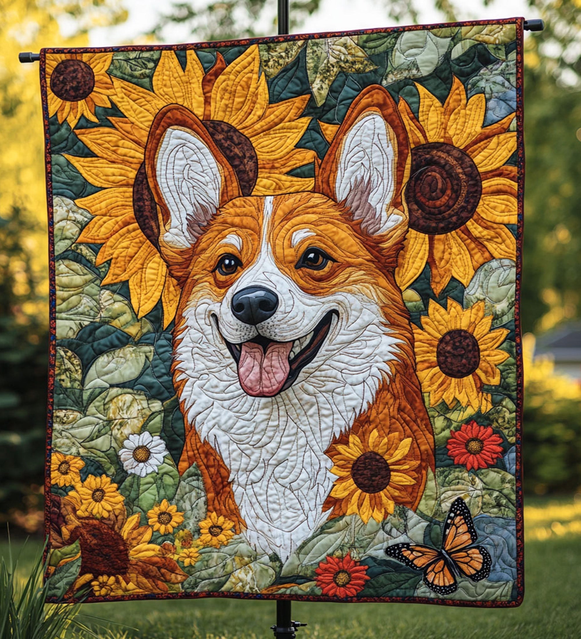 Corgi Field Quilted Blanket Dog And Owner Gift Ideas