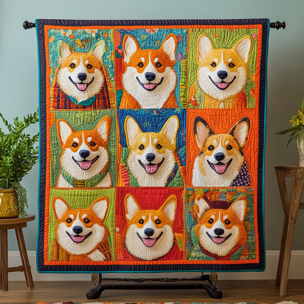 Corgi Fun Quilted Blanket Great Dog Christmas Gifts