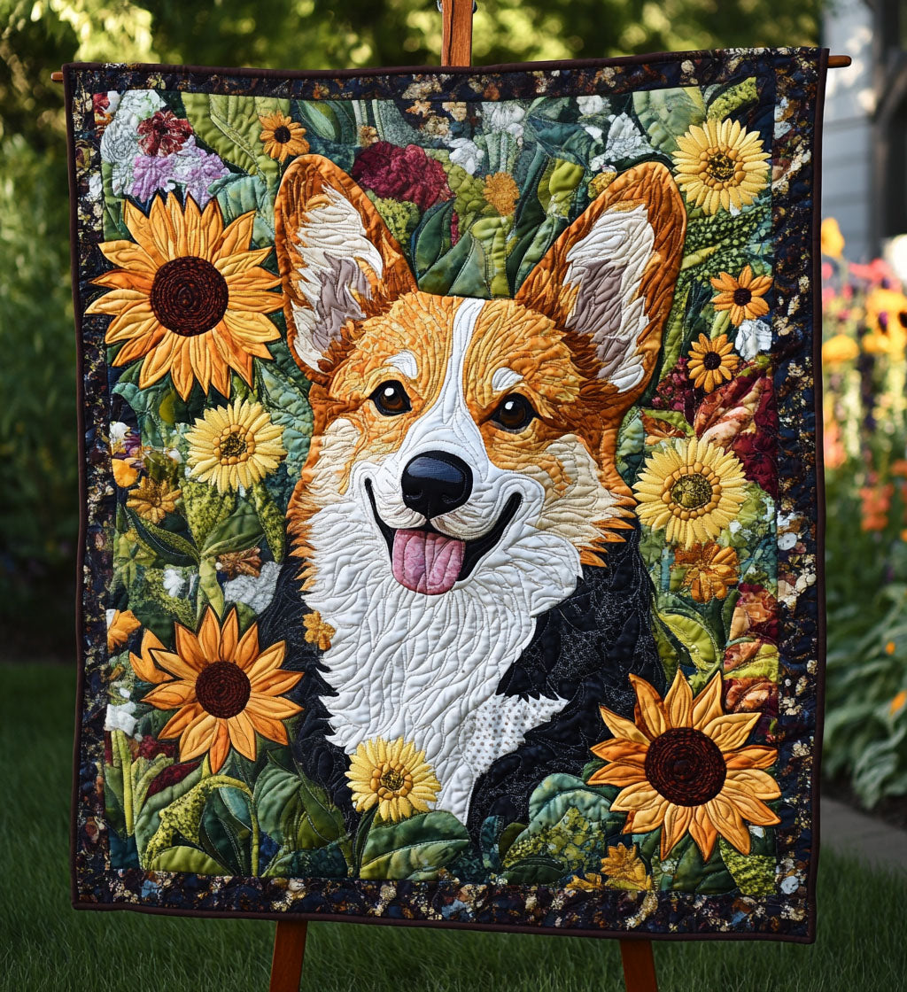 Corgi Garden Joy Quilted Blanket Dog And Owner Gift Ideas