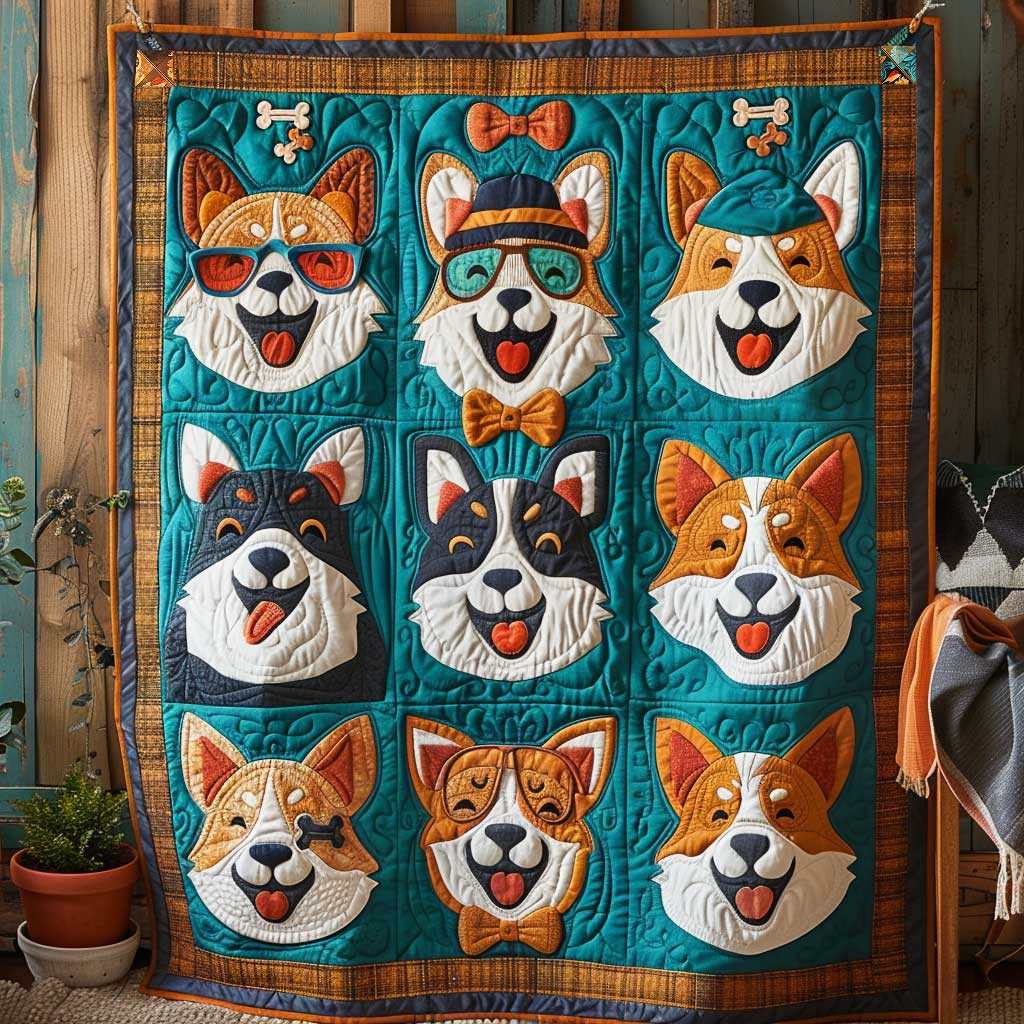 Corgi Happy Faces Holiday Christmas Quilt Blanket Womens Christmas Gift Ideas