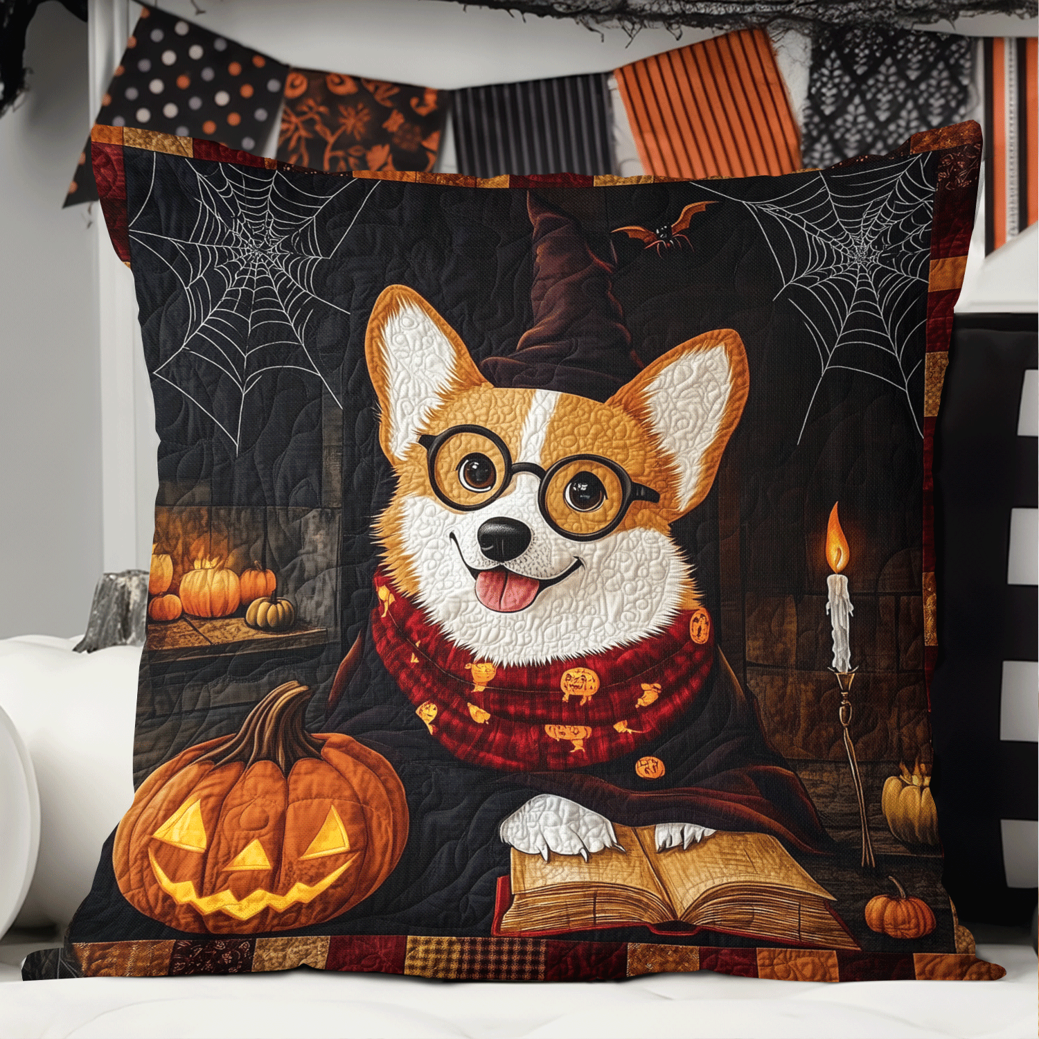 Corgi Haunted Hideaway Pillow Case Holiday Throw Pillow Gift