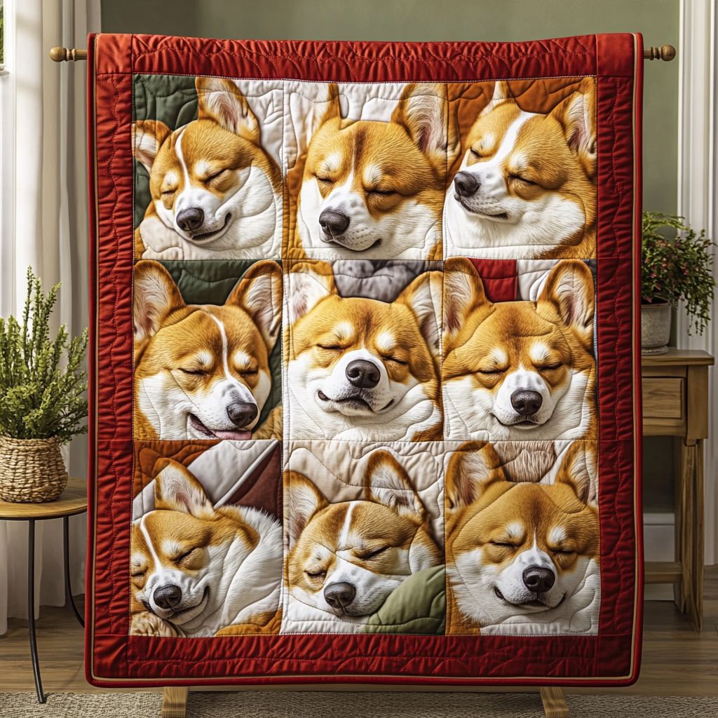 Corgi Hearts Quilted Blanket Great Dog Christmas Gifts