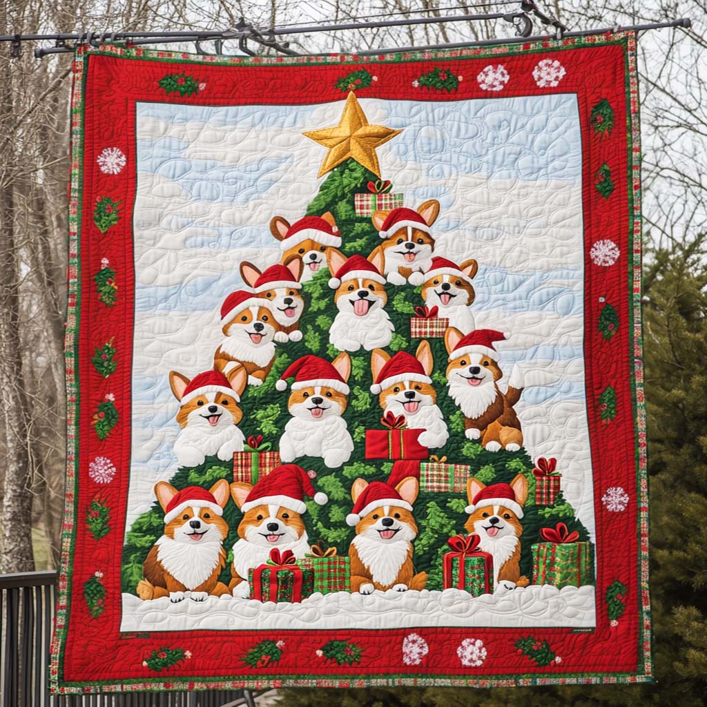 Corgi Holiday Spirit Quilted Blanket Dog And Owner Gift Ideas