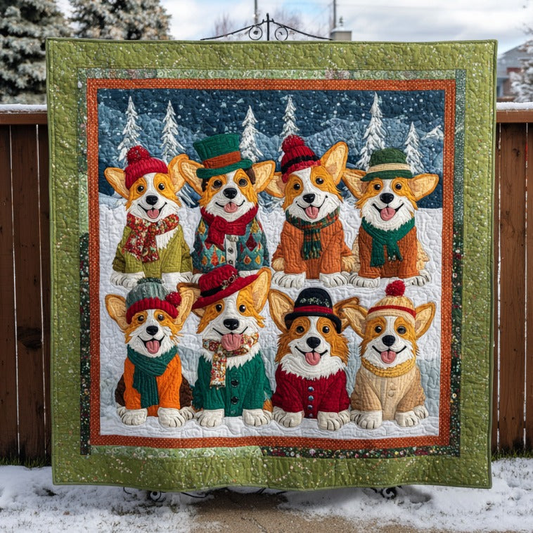 Corgi In Winter Quilted Blanket Christmas Blanket Things To Get For Christmas