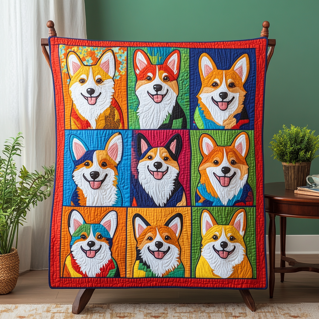 Corgi Joy Quilted Blanket Great Dog Christmas Gifts