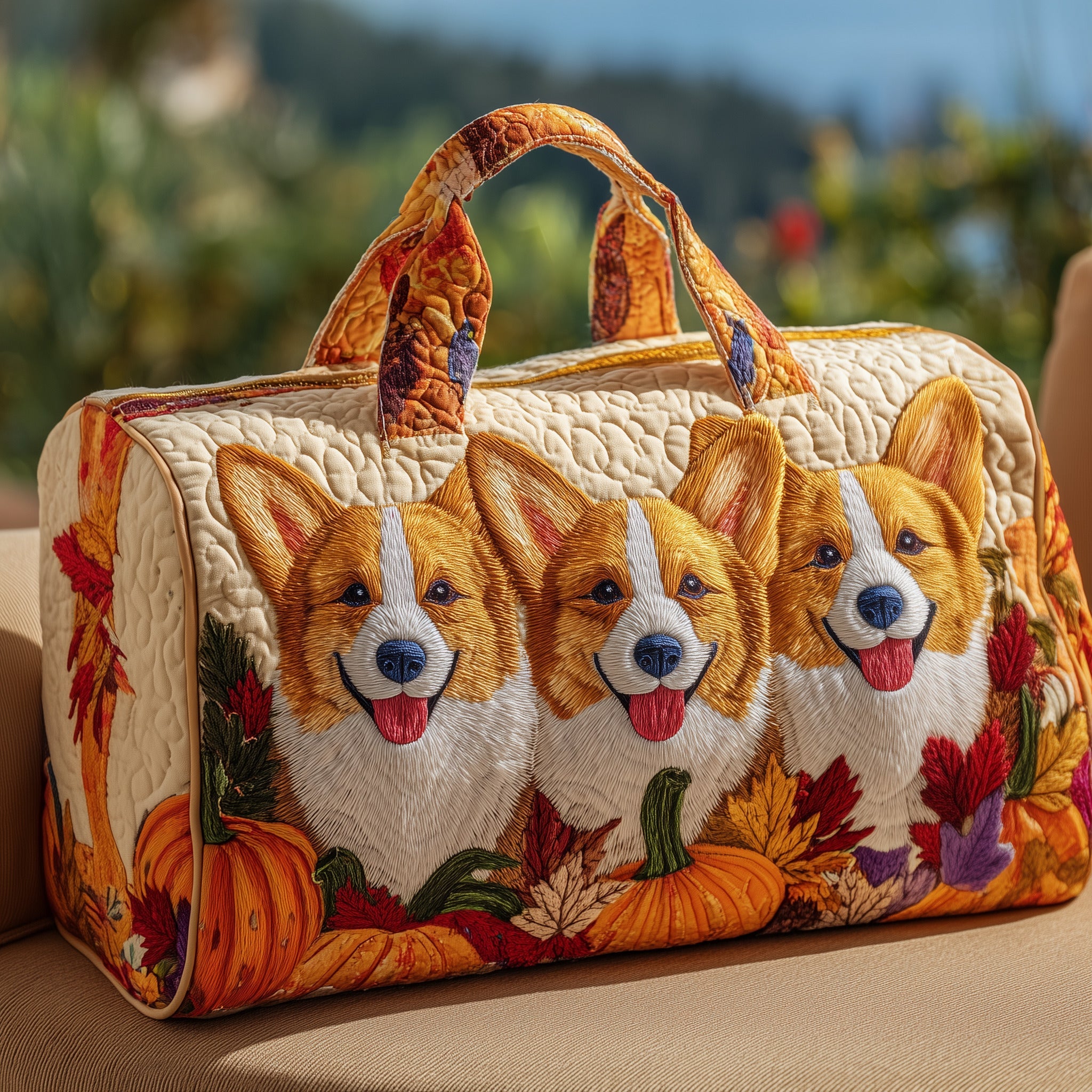 Corgi Joy Quilted Duffle Bag Back To School Essential