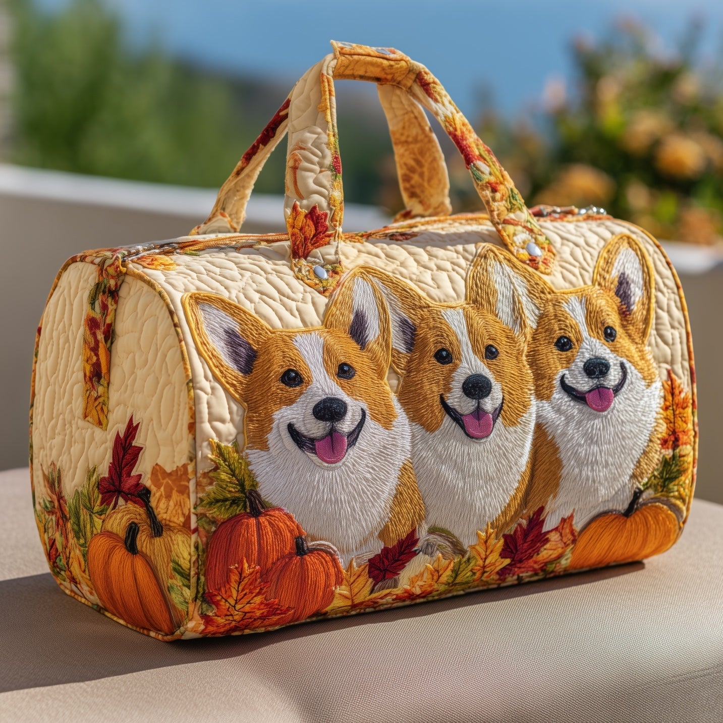 Corgi Joy Quilted Duffle Bag Summer Vacation Essential