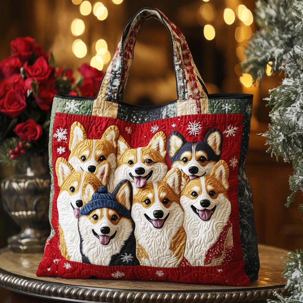 Corgi Joy Quilted Tote Bag Awesome Gifts For Dog Lovers