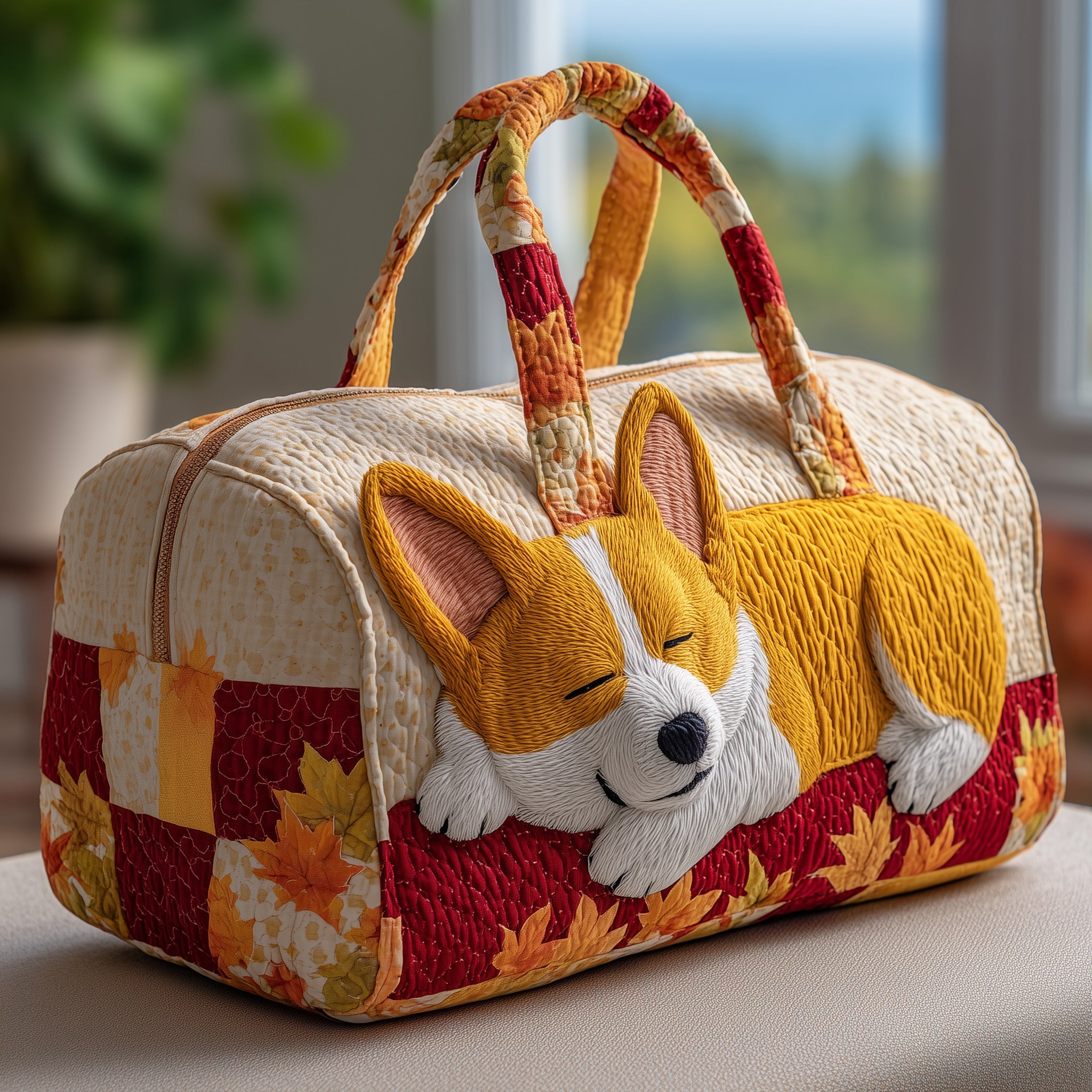 Corgi Nap Quilted Duffle Bag Fall Gift Choice