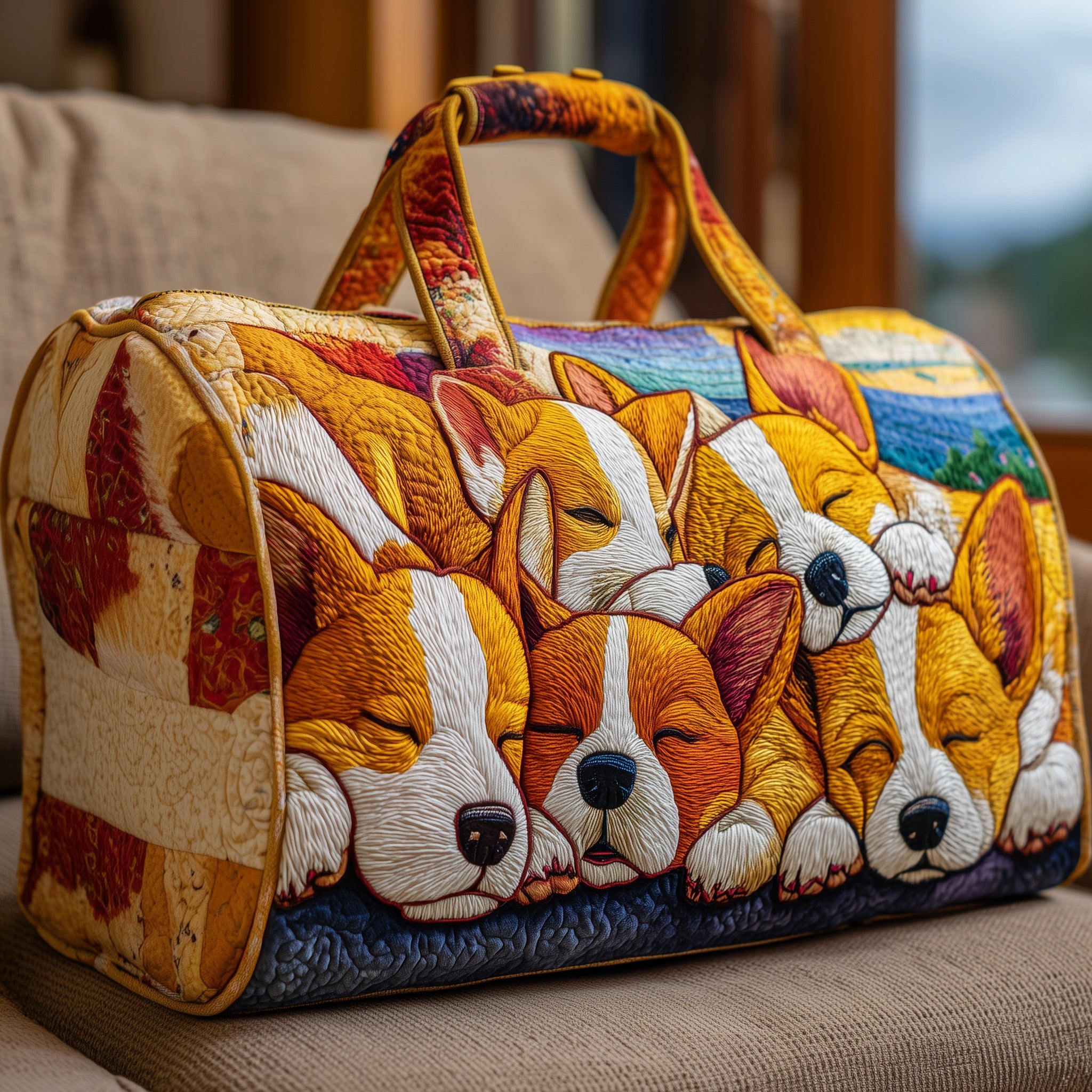 Corgi Nap Quilted Duffle Bag Spring Gift Idea