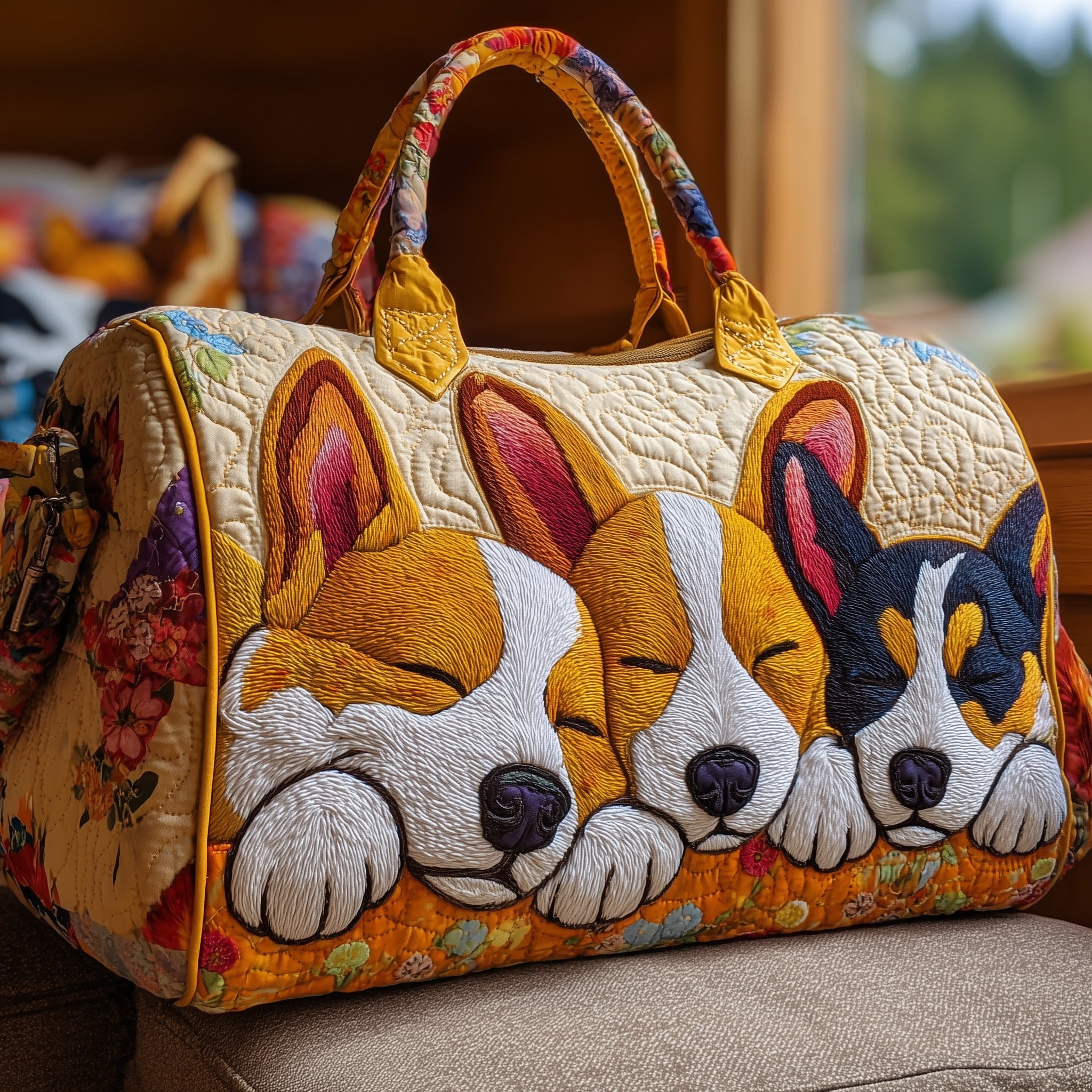 Corgi Nap Quilted Duffle Bag Winter Season Must Have