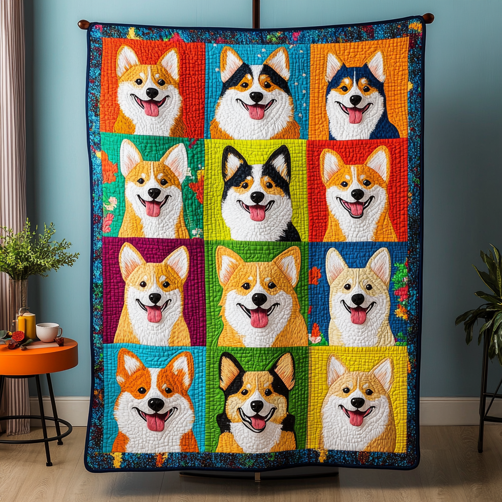 Corgi Patch Quilted Blanket Great Dog Christmas Gifts