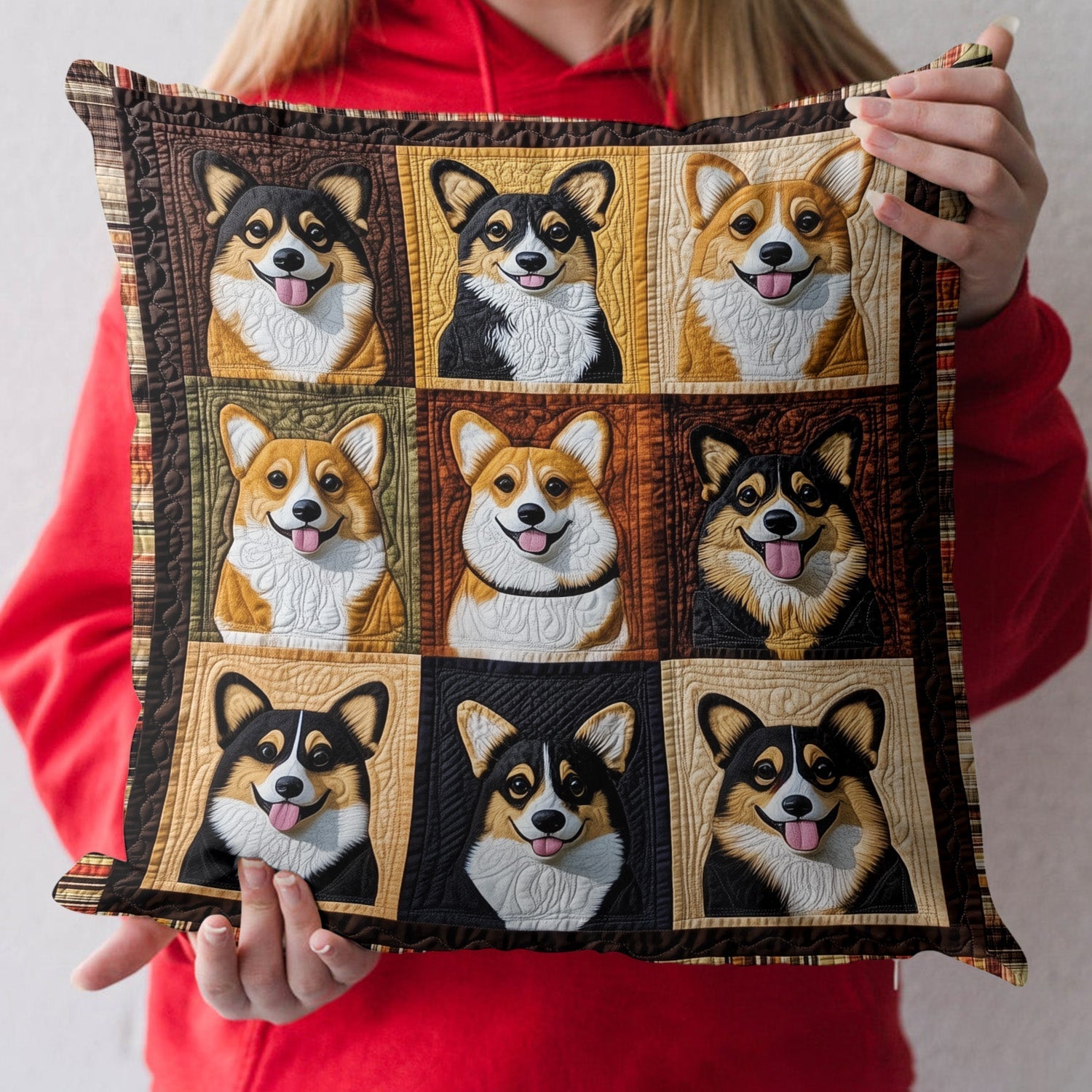 Corgi Paws And Dreams Quilted Pillow Case Christmas Pillow Cover