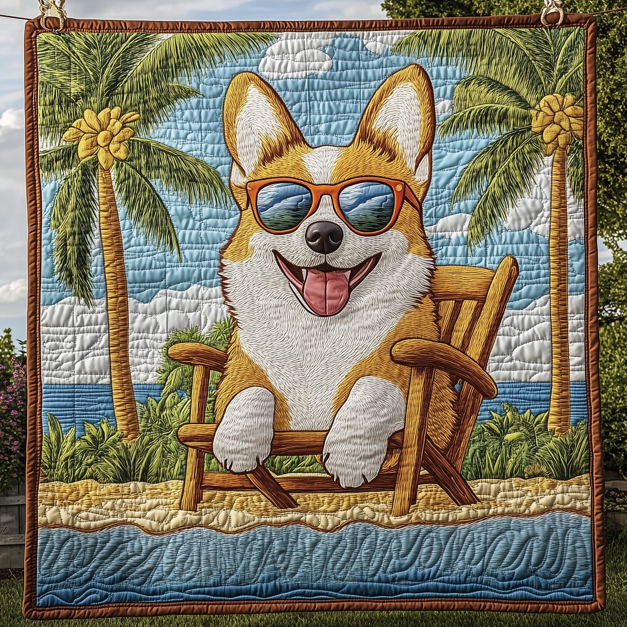 Corgi Quilted Blanket Merchandise Throw BlanketCute Puppy Owner Gifts