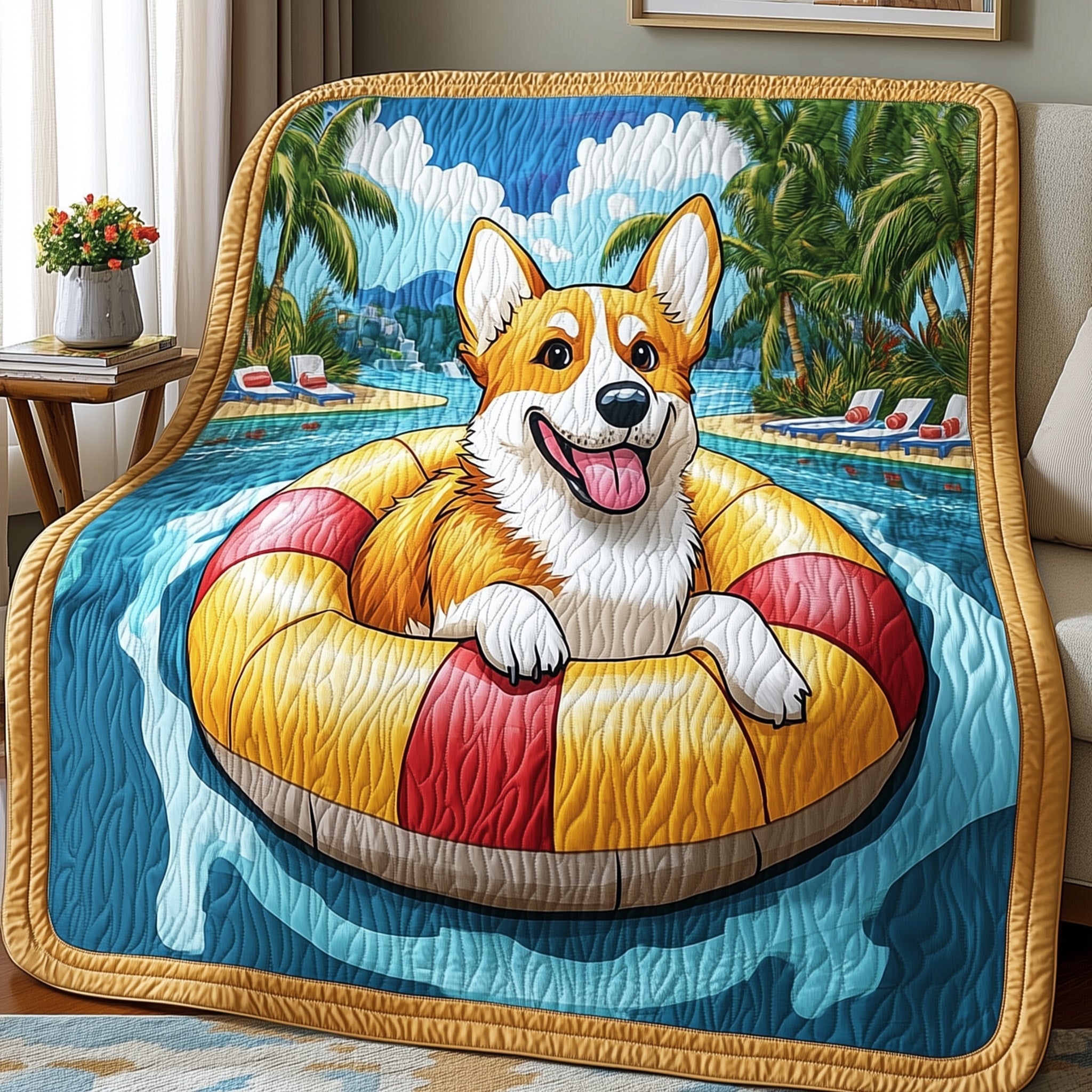 Corgi Quilted Blanket Merchandise Throw BlanketDog And Owner Gifts