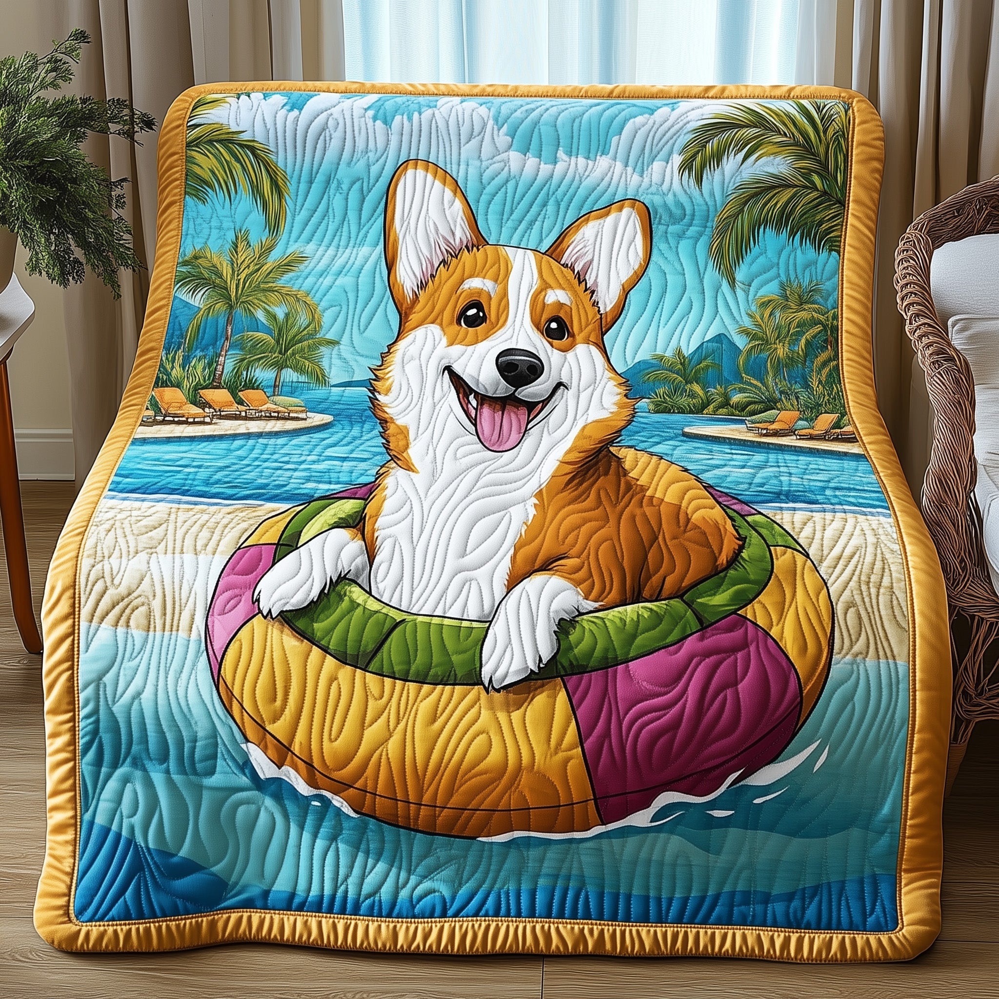 Corgi Quilted Blanket Merchandise Throw BlanketDoggy Presents For Christmas