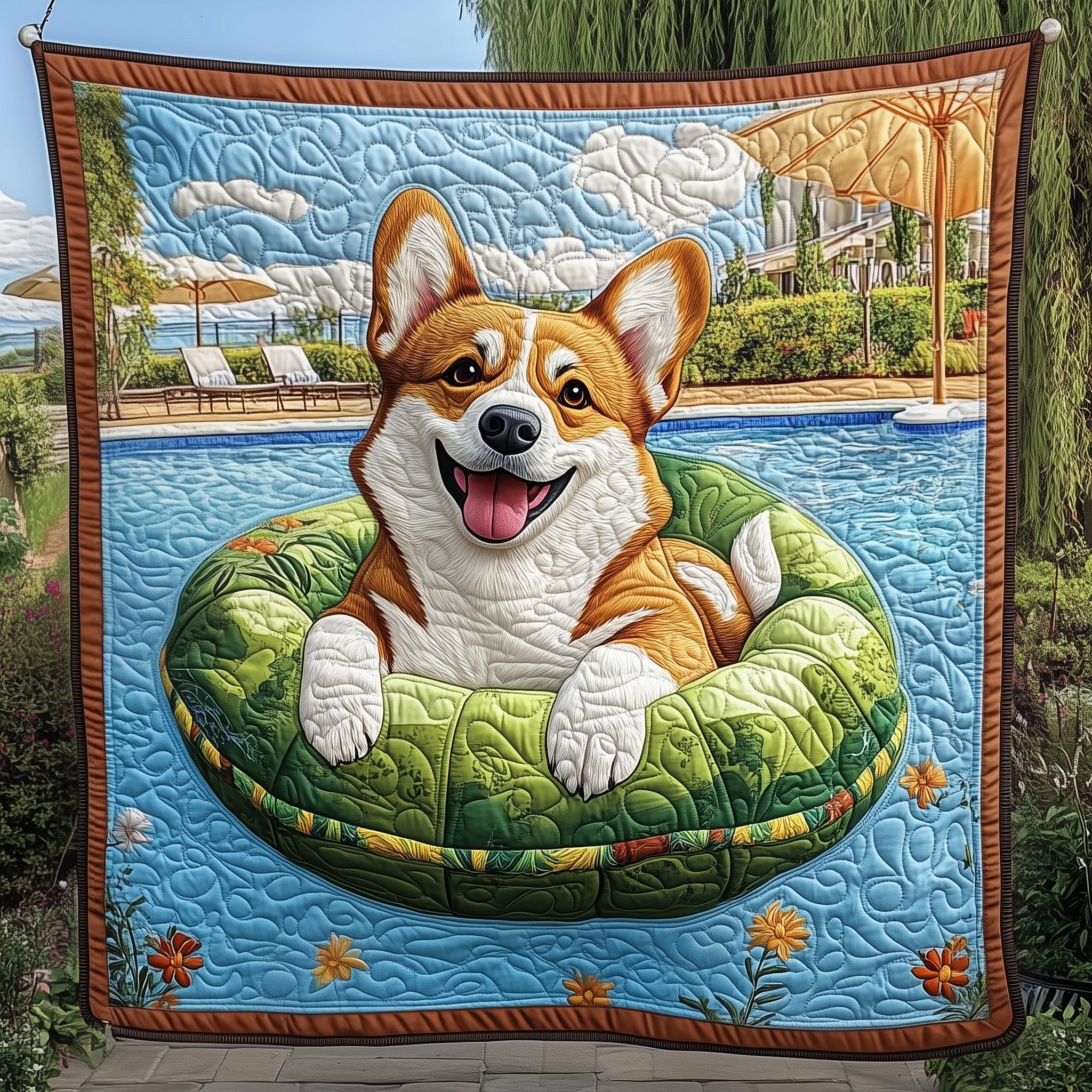 Corgi Quilted Blanket Merchandise Throw BlanketGifts For Dog Dad Father's Day Ideas
