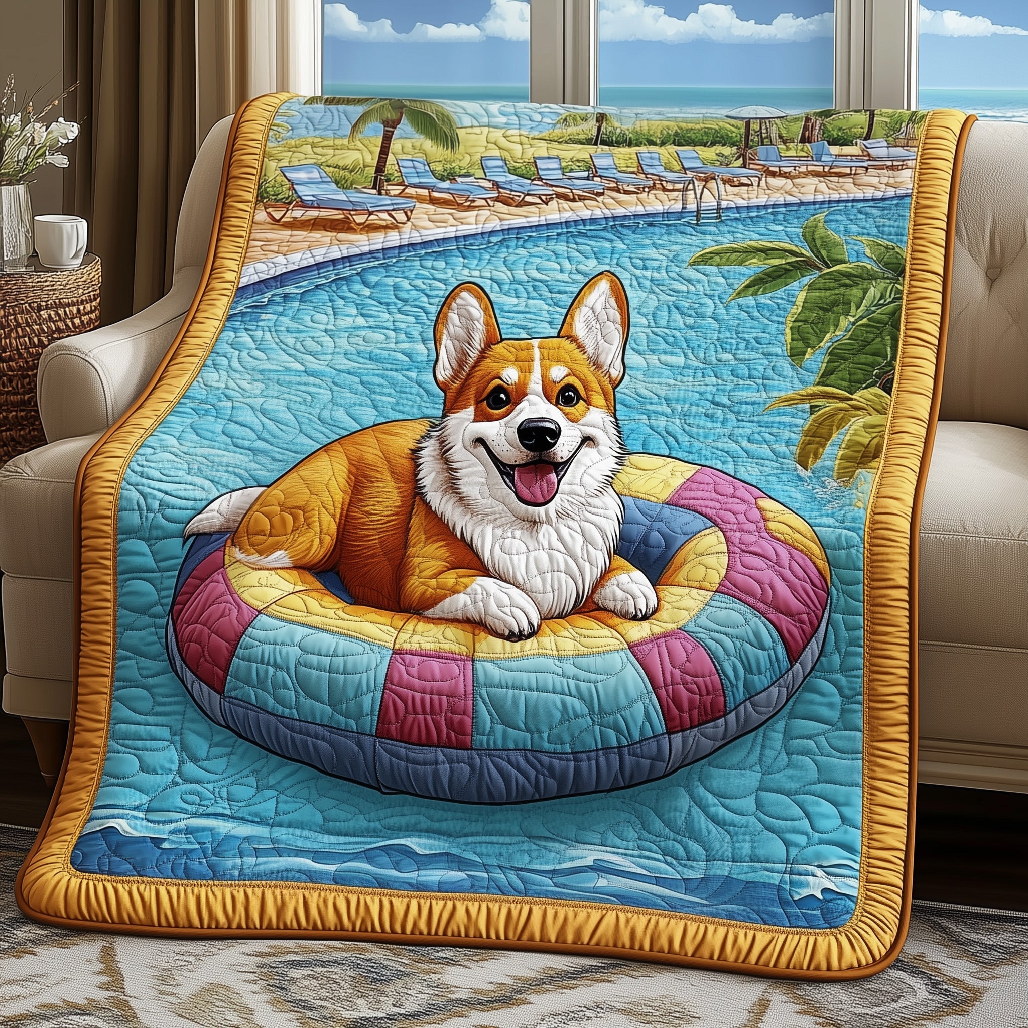 Corgi Quilted Blanket Merchandise Throw BlanketPerfect Gift For Dog Lovers