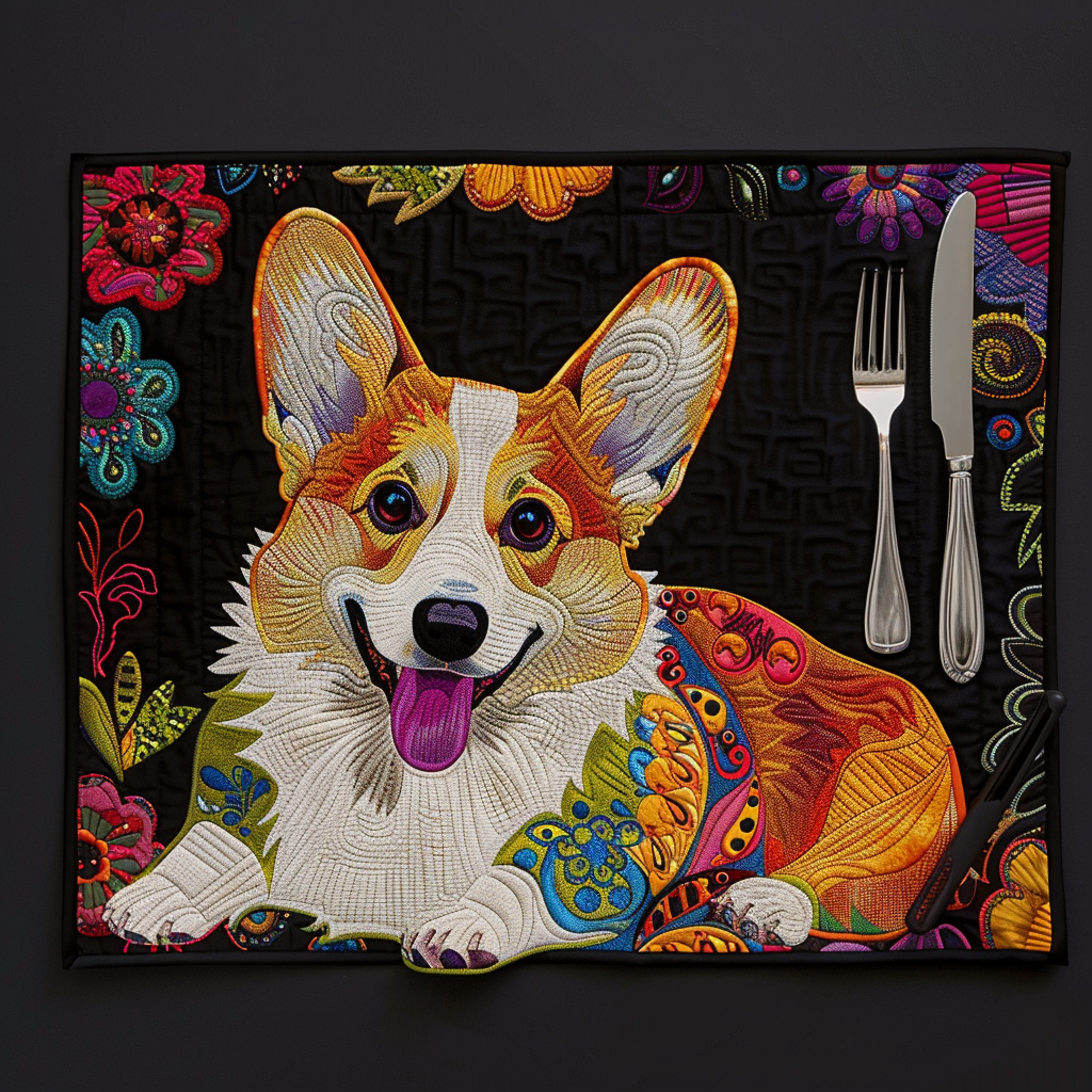 Corgi Quilted Placemat Holiday Placemats Father's Day Gifts For Grandpa