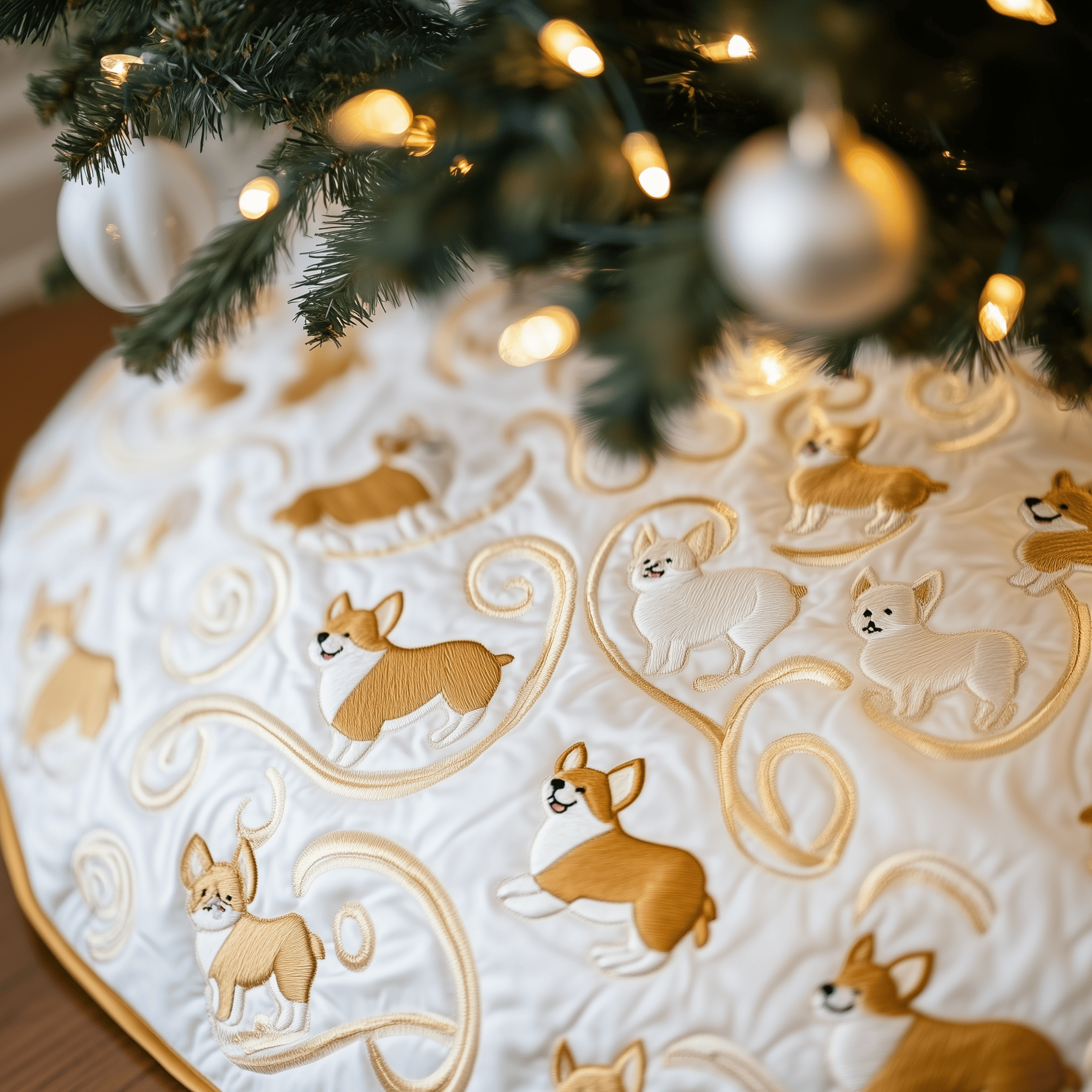 Corgi Quilted Tree Skirt X Mas Tree Skirt Best Gift For Sister In Law For Christmas