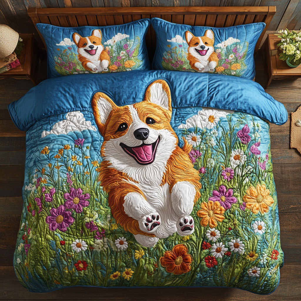 Corgi Smile Duvet Cover Set King Size Bed Set Best Gifts For Men