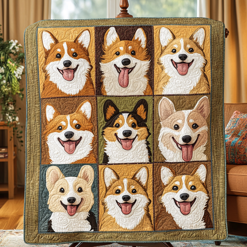 Corgi Smiles Quilted Blanket Great Dog Christmas Gifts