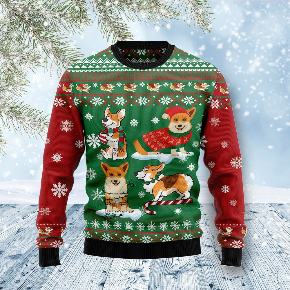 Corgi Snow Day Ugly Christmas Sweater Gift For Christmas