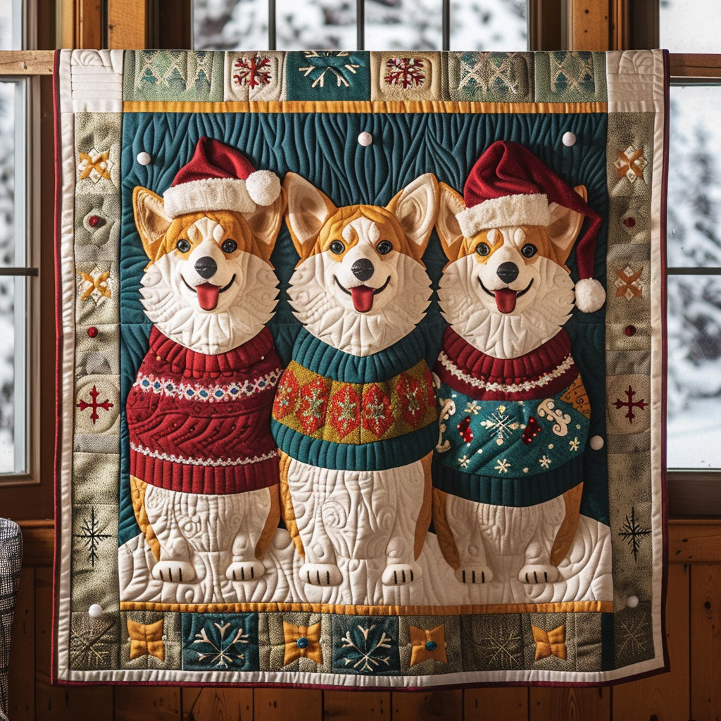 Corgi Snowy Quilt Warm and Stylish Quilt Blanket for Winter Nights