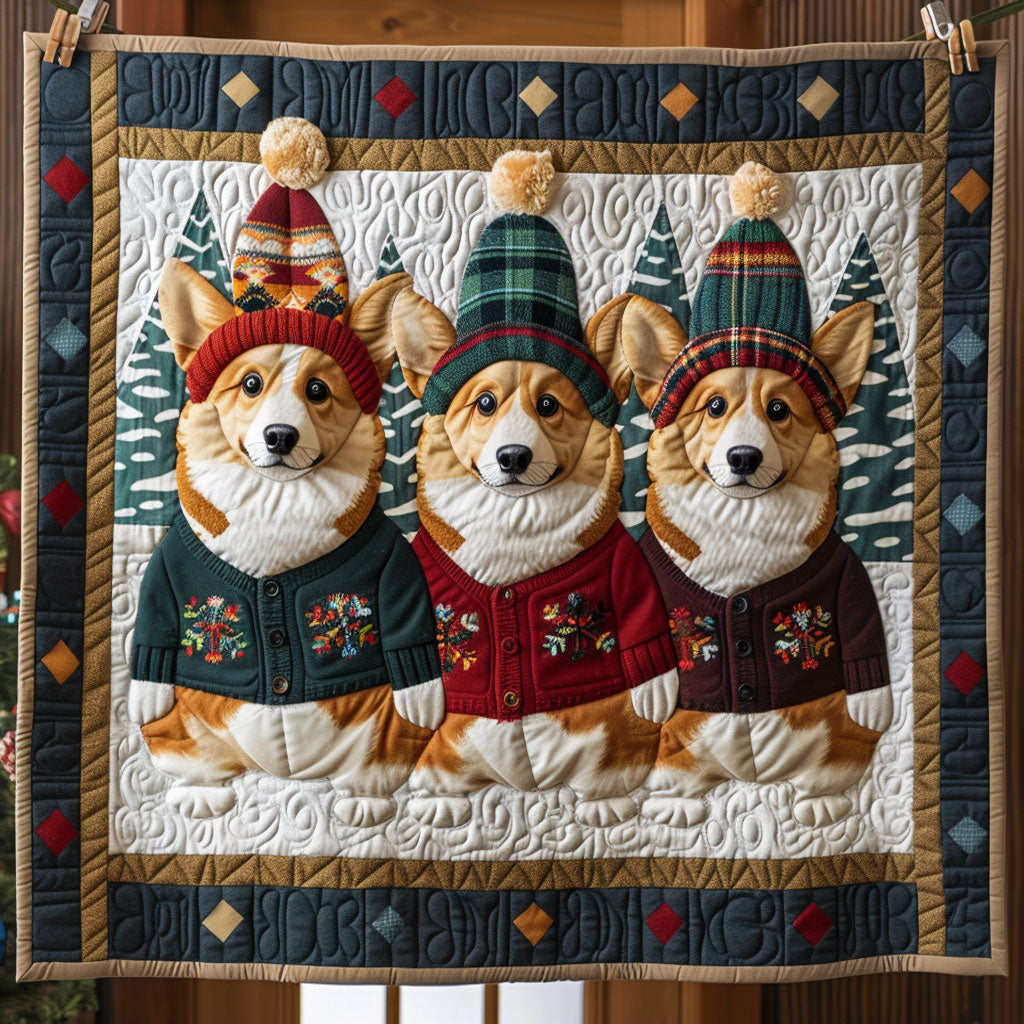 Corgi Squad Quilt Trendy Quilt Blanket for Modern Home Interiors