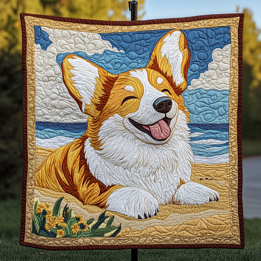 Corgi Sunshine Quilted Blanket Great Dog Christmas Gifts