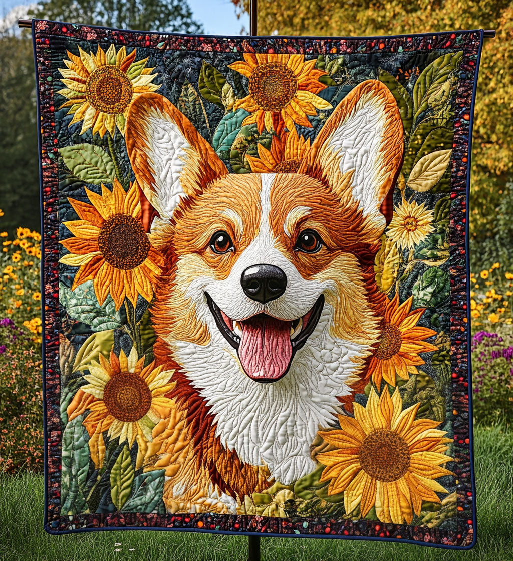 Corgi Sunshine Smiles Quilted Blanket Best Christmas Gifts For Dog Lovers