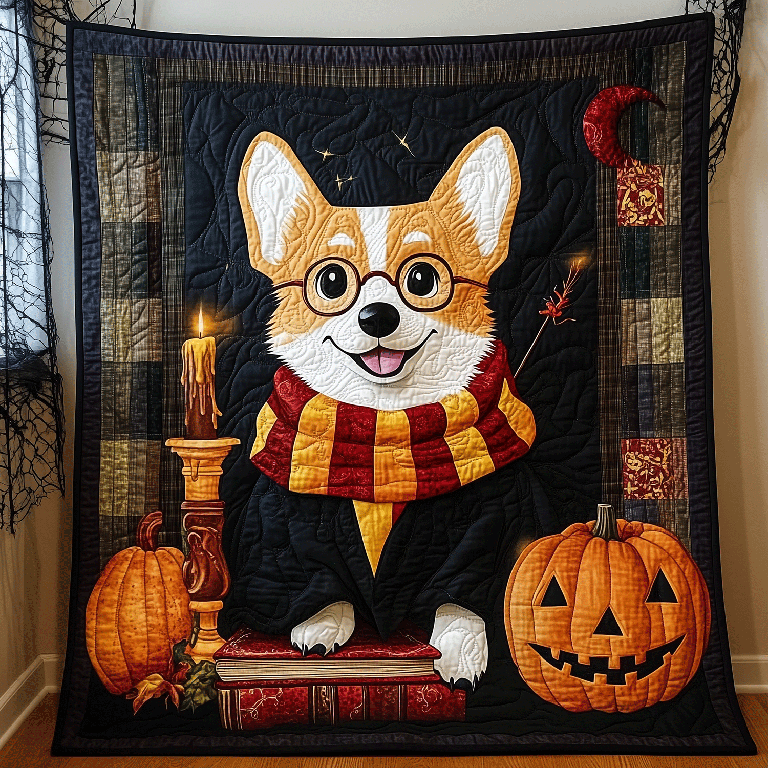 Corgi The Witch Quilted Blanket Best Christmas Gifts For Dog Lovers