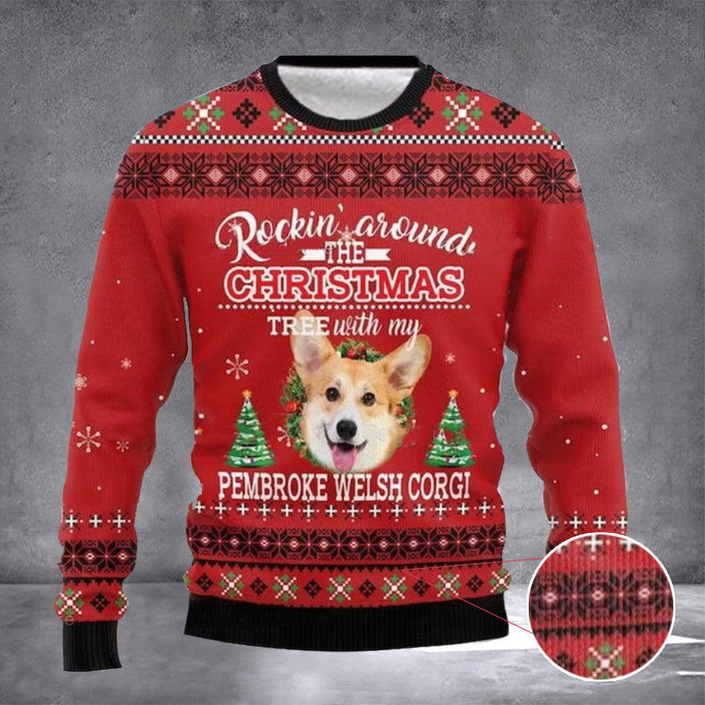 Corgi Ugly Christmas Sweater Rockin Around The Christmas Three With My Pembroke Welsh Corgi Corgi Ugly Christmas Sweater Rockin Around The Christmas Three With My Pembroke Welsh Corgi