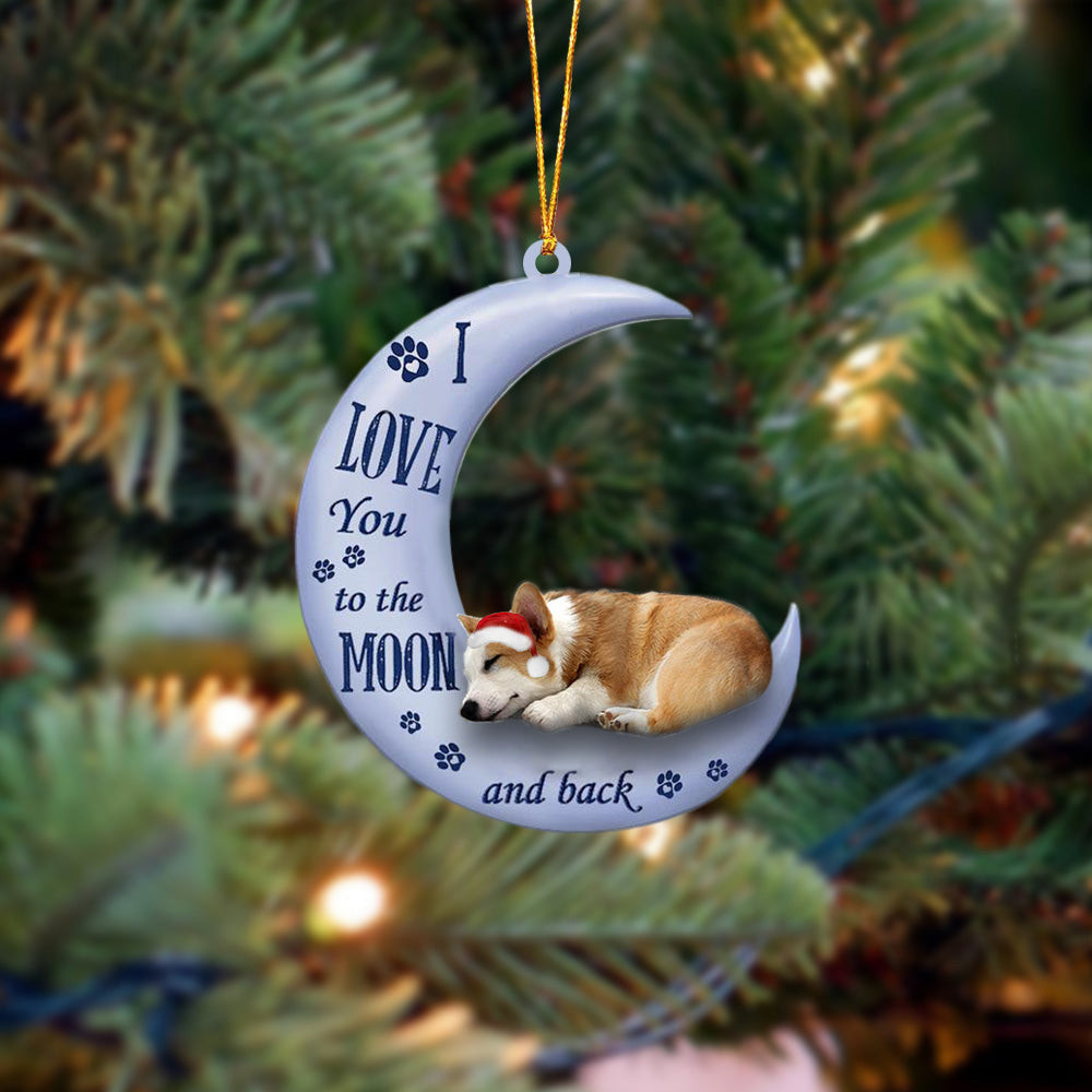 corgi. I Love You To The Moon And Back Christmas Ornament