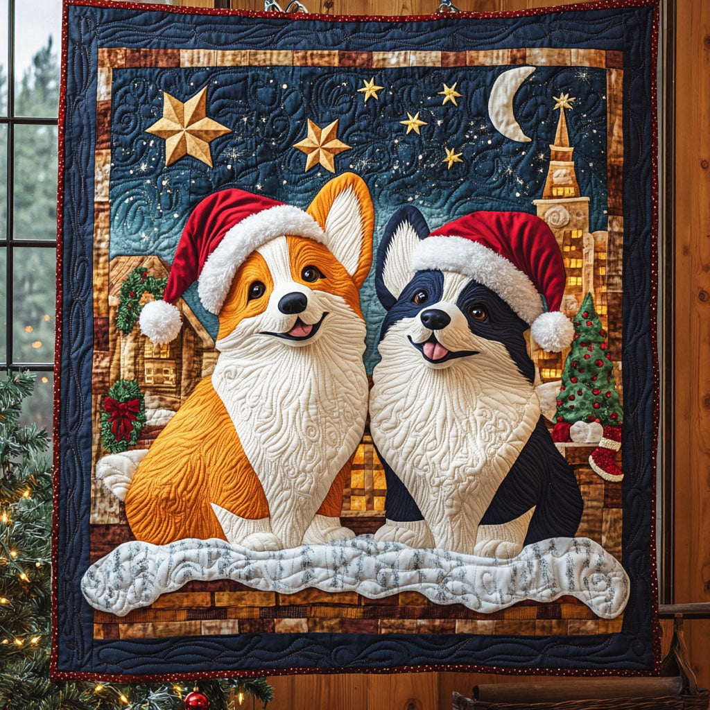 Corgis Joy Quilted Blanket King Blanket Unique Christmas Gifts