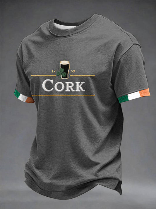 Cork Ireland Gray Graphic T-Shirt St Patricks Day Irish Beer Shirt Best Gift For Men