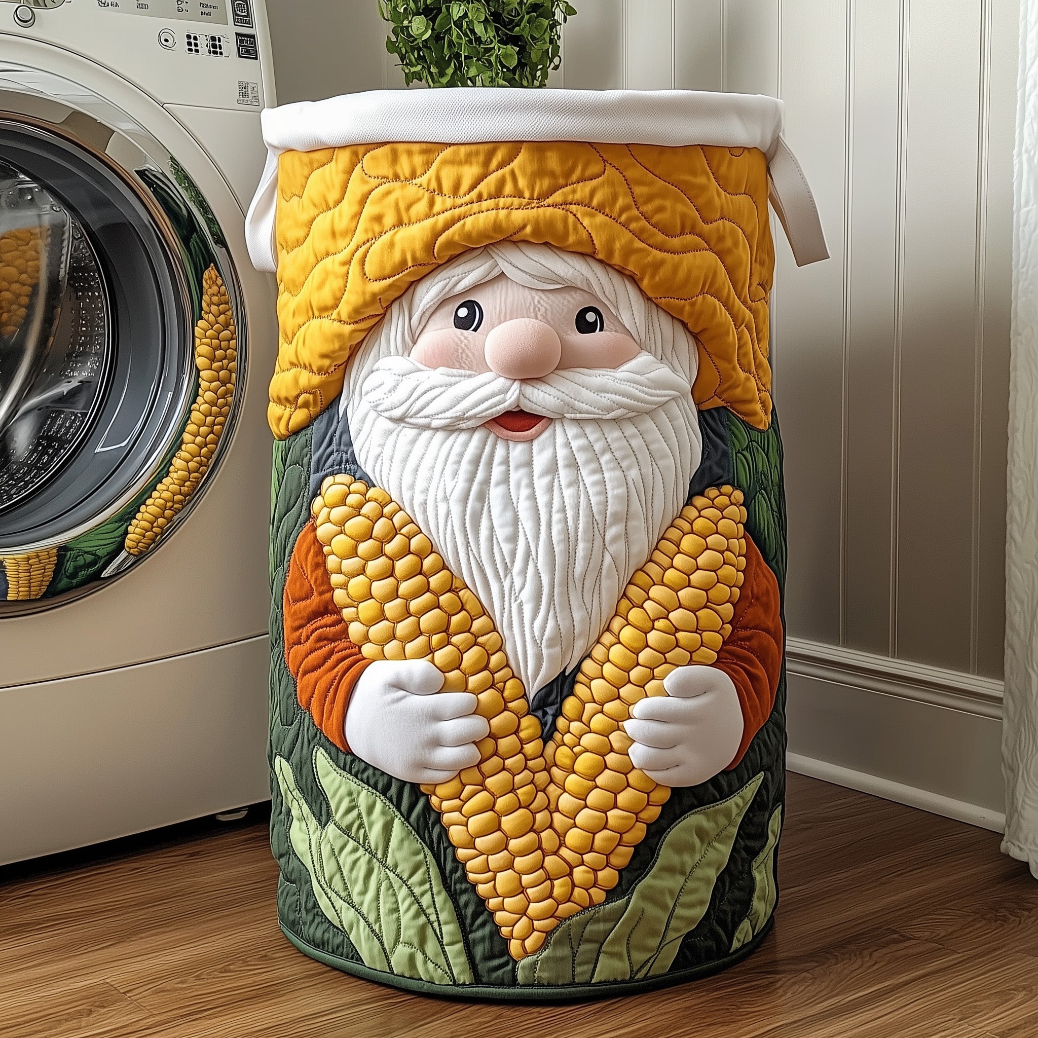 Corn Gnome Quilted Laundry Basket Ideal Present For Newlyweds